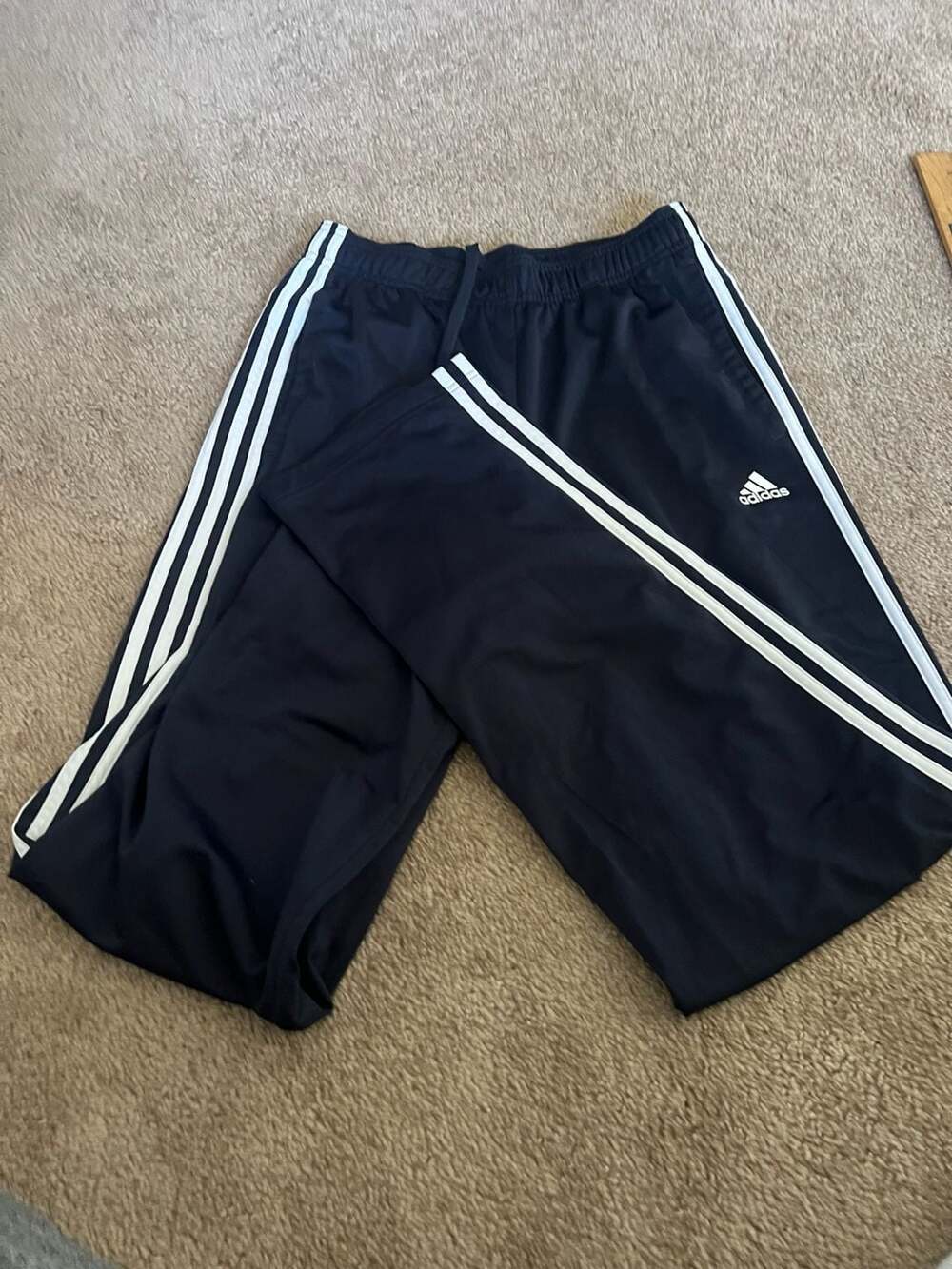 Adidas 3-Stripes Tricot Wide Leg Track Pants navy White Sz MT